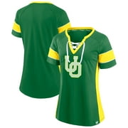 Women's-Fanatics  Green Oregon Ducks Unmasked Hero Block Party Athena Lace-Up Top