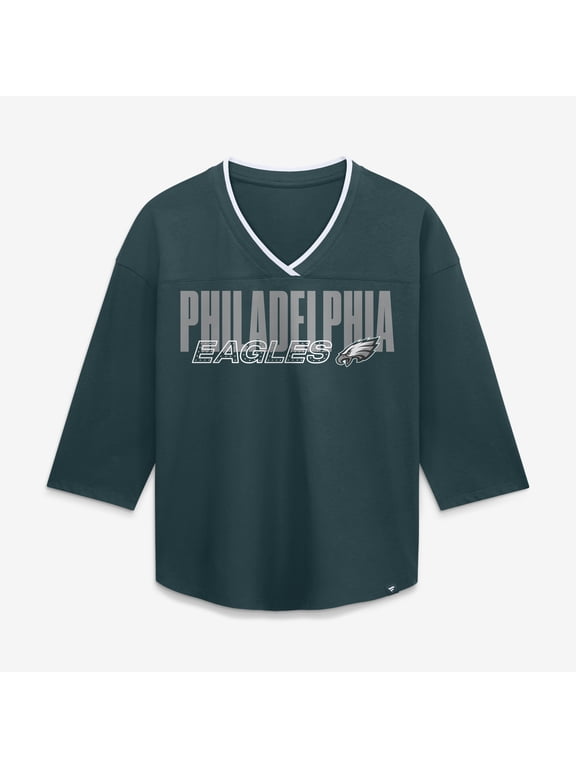 Women's Fanatics Green Philadelphia Eagles Team First Deceptive Juke 3/4-Sleeve V-Neck T-Shirt