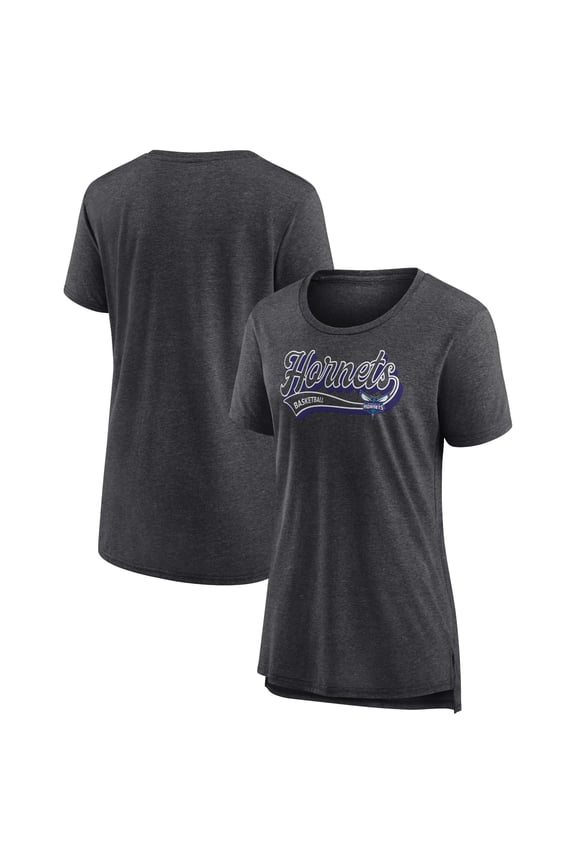 Women's Fanatics Heather Charcoal Charlotte Hornets League Leader Tri-Blend T-Shirt