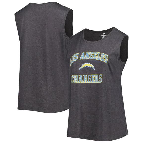 Women's Fanatics Heather Charcoal Los Angeles Chargers Plus Size Tank Top