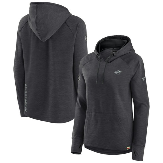 Women's Fanatics Heather Charcoal Minnesota Wild Authentic Pro Pullover Hoodie