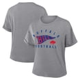 thumbnail image 1 of Women's Fanatics Heather Gray Buffalo Bills Pennant Wave Tribute Tri-Blend Boxy T-Shirt, 1 of 3