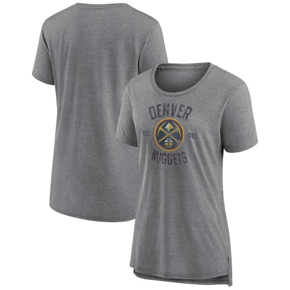 Women's Heather Gray Denver Nuggets Heritage Tri-Blend T-Shirt