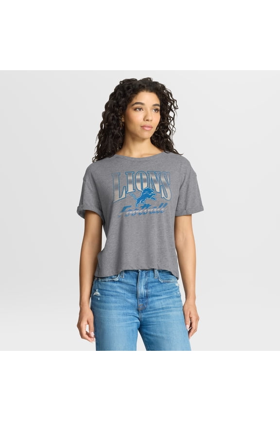 Women's Fanatics Heather Gray Detroit Lions Overplayed Tribute Tri-Blend Boxy T-Shirt