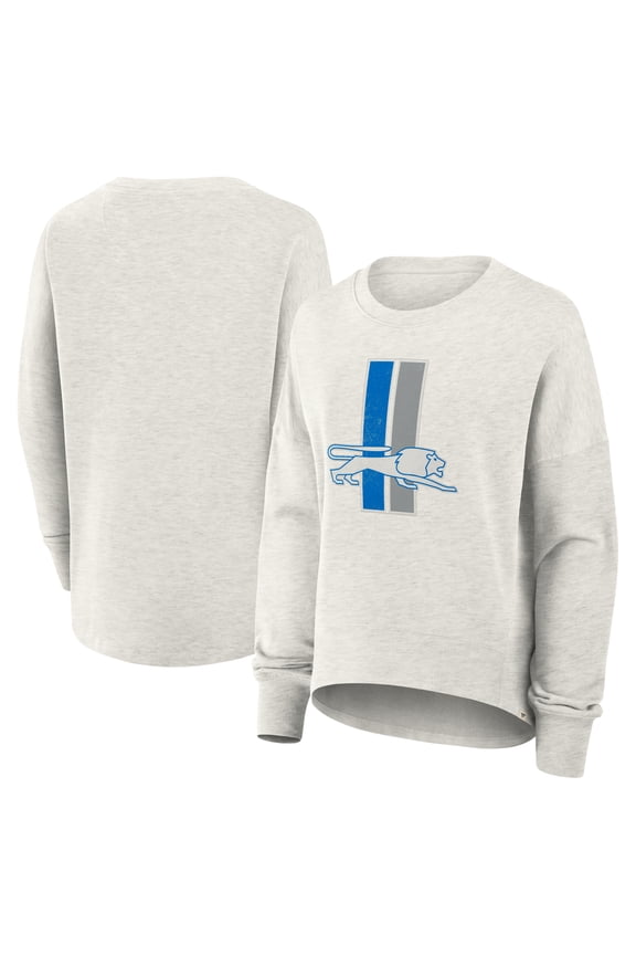 Women's Fanatics Heather Gray Detroit Lions Oversized Hometown Pullover Sweatshirt