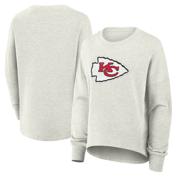 Women's Fanatics Heather Gray Kansas City Chiefs Oversized Hometown Pullover Sweatshirt