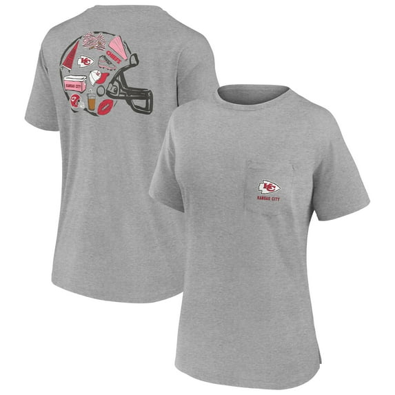 Women's Fanatics Heather Gray Kansas City Chiefs Southern Prep Short Sleeve T-Shirt