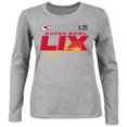 thumbnail image 1 of Women's Fanatics Heather Gray Kansas City Chiefs Super Bowl LIX Plus Size Quick Pass Long Sleeve Scoop Neck T-Shirt, 1 of 1