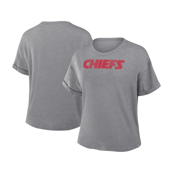 Women's Fanatics Heather Gray Kansas City Chiefs Swing Pass Tri-Blend Boxy T-Shirt