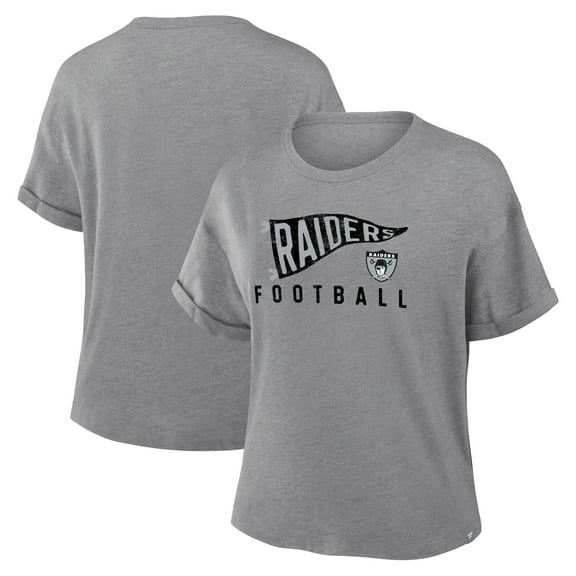 Women's Fanatics Heather Gray Las Vegas Raiders Pennant Wave Tribute Tri-Blend Boxy T-Shirt