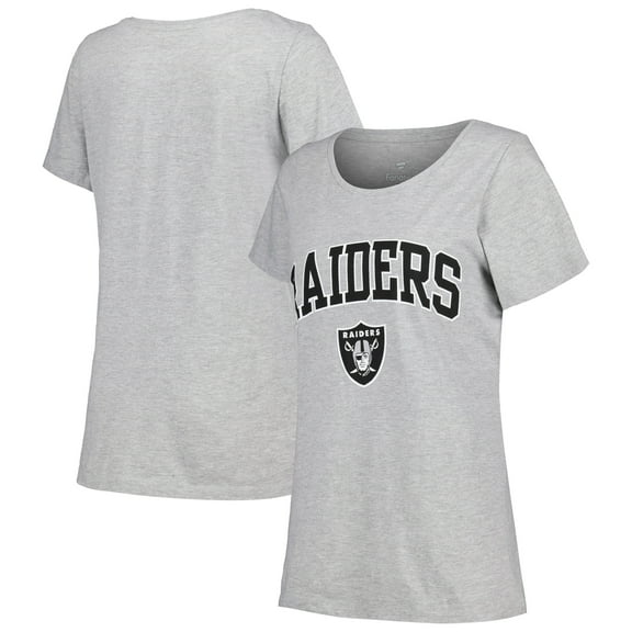 Women's Fanatics Heather Gray Las Vegas Raiders Plus Size Arch Over Logo T-Shirt