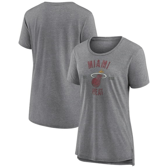 Women's Heather Gray Miami Heat Heritage Tri-Blend T-Shirt