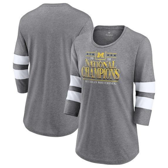 Women's Fanatics Heather Gray Michigan Wolverines College Football Playoff 2023 National Champions Outstanding
