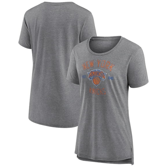Women's Heather Gray New York Knicks Heritage Tri-Blend T-Shirt