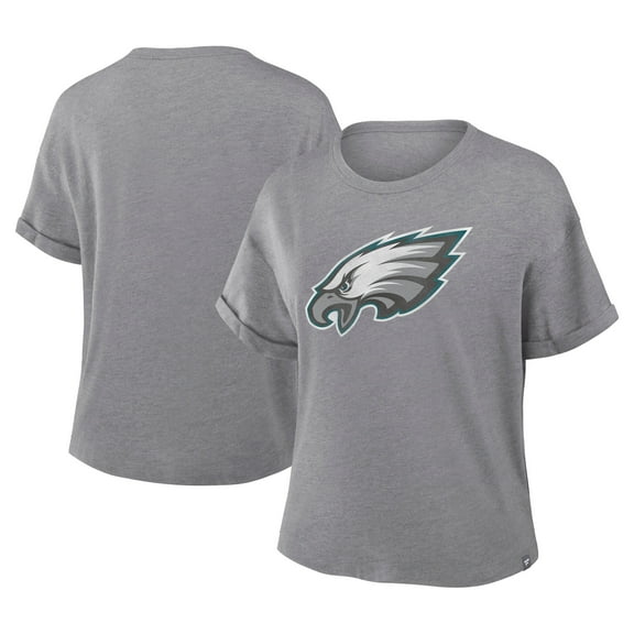 Women's Fanatics Heather Gray Philadelphia Eagles Tribute Tri-Blend Boxy T-Shirt