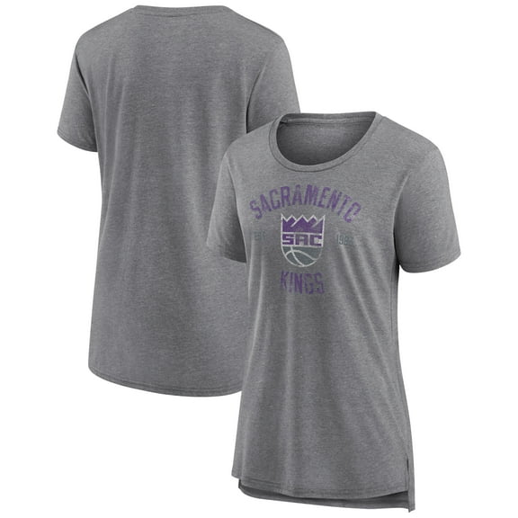 Women's Heather Gray Sacramento Kings Heritage Tri-Blend T-Shirt