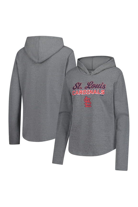 Women's-Fanatics Heather Gray St. Louis Cardinals Fleece Pullover Hoodie