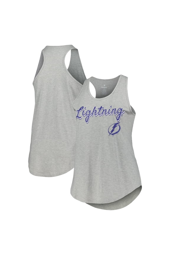 Women's Fanatics Heather Gray Tampa Bay Lightning Plus Size Racerback Tank Top