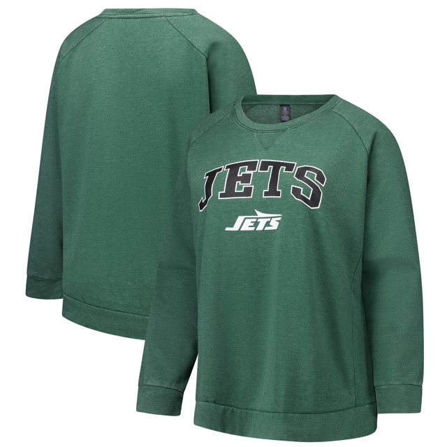 Women's Fanatics Heather Green New York Jets Acid Wash Raglan Pullover