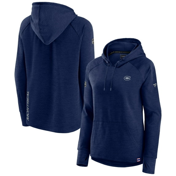 Women's Fanatics Heather Navy Montreal Canadiens Authentic Pro Pullover Hoodie