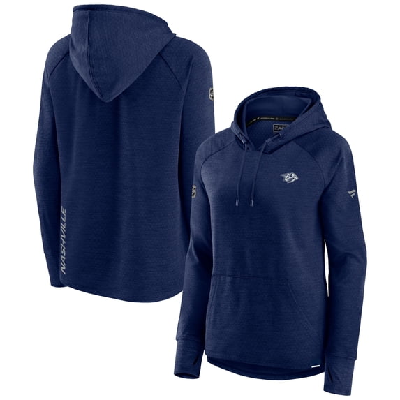 Women's Fanatics Heather Navy Nashville Predators Authentic Pro Pullover Hoodie