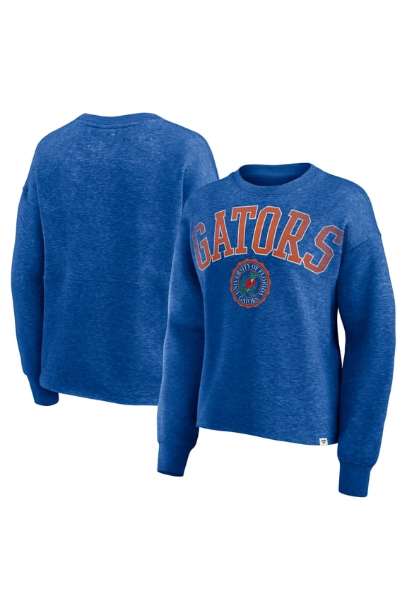 Women's Fanatics Heather Royal Florida Gators Heritage Oversized Tradition Fleece Sweatshirt