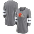 thumbnail image 1 of Women's Fanatics Heathered Gray Cleveland Browns Primary Logo 3/4 Sleeve Scoop Neck T-Shirt, 1 of 3