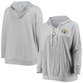 thumbnail image 1 of Women's Fanatics Heathered Gray Jacksonville Jaguars Plus Size Lace-Up Pullover Hoodie, 1 of 3