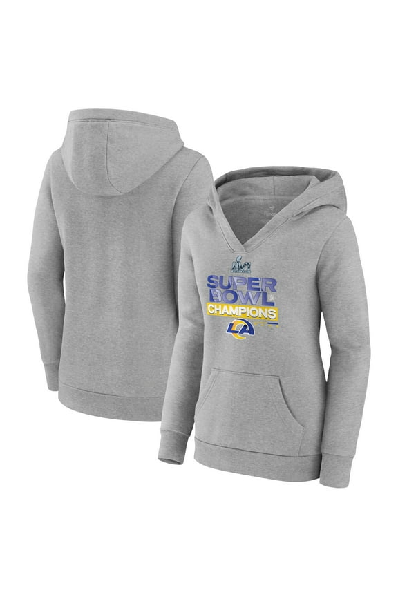 Women's Fanatics Heathered Gray Los Angeles Rams Super Bowl LVI Champions Locker Room Trophy Collection Pullover Hoodie