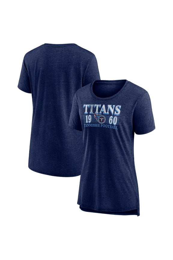 Women's Fanatics Heathered Navy Tennessee Titans Neck And Neck Scoop Neck T-Shirt