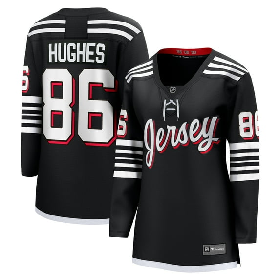 Women's Fanatics Jack Hughes Black New Jersey Devils Alternate Breakaway Jersey