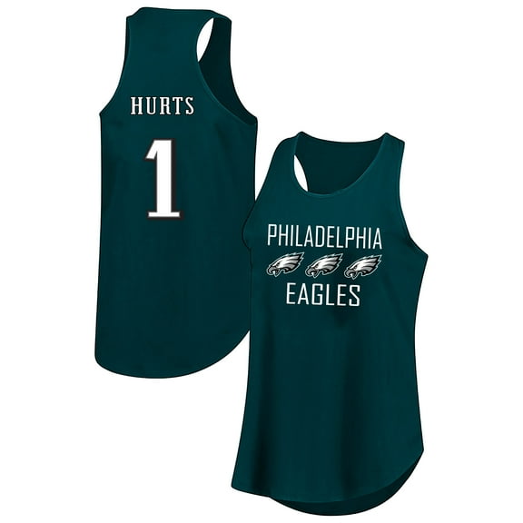 Women's-Fanatics Jalen Hurts Green Philadelphia Eagles Plus Size Name & Number Tank Top