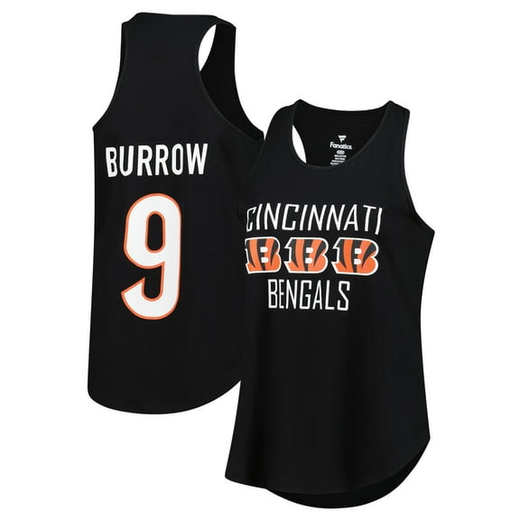 Women's-Fanatics Joe Burrow Black Cincinnati Bengals Plus Size Name & Number Tank Top