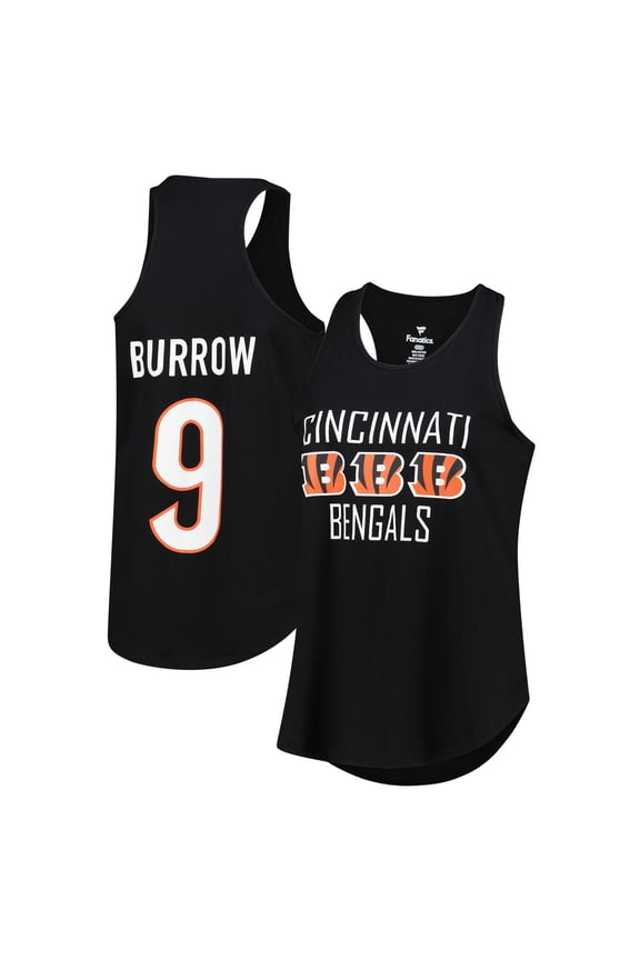 Women's-Fanatics Joe Burrow Black Cincinnati Bengals Plus Size Name & Number Tank Top