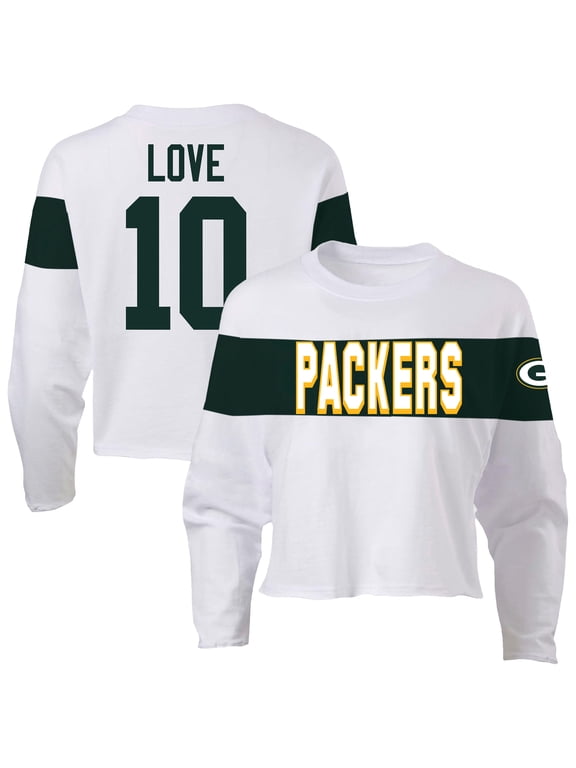 Women's Fanatics Jordan Love Ash Green Bay Packers Plus Size Name & Number T-Shirt