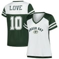 thumbnail image 1 of Women's Fanatics Jordan Love White Green Bay Packers Plus Size Bling V-Neck T-Shirt, 1 of 3
