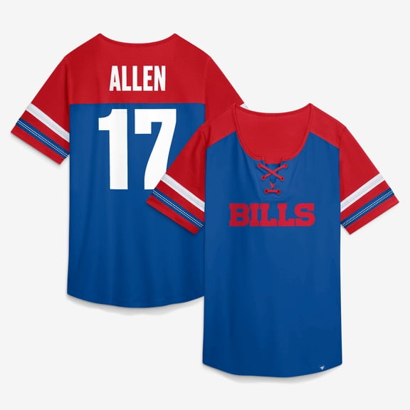 Women's Fanatics Josh Allen-Royal Buffalo Bills Curl Route Athena Lace-Up Name & Number Shirt
