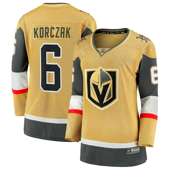 Women's Fanatics Kaedan Korczak Gold Vegas Golden Knights Home Breakaway Jersey