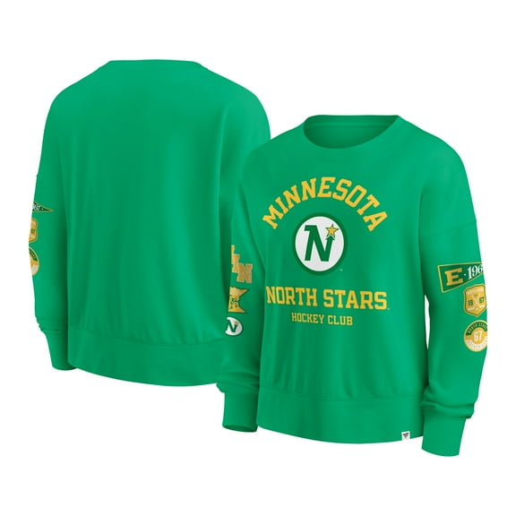Women's Fanatics  Kelly Green Minnesota North Stars Oversized Vintage Go Team Pullover Sweatshirt
