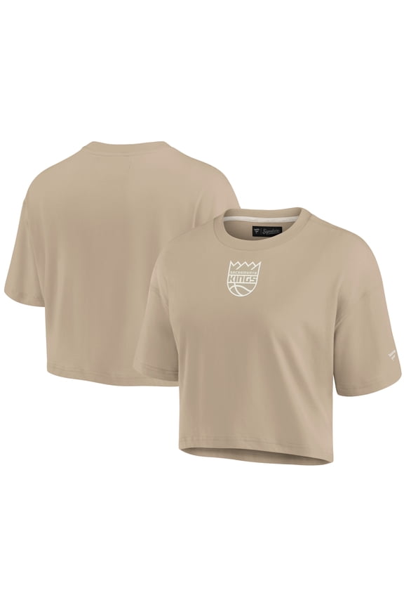 Women's Fanatics Khaki Sacramento Kings Elements Super Soft Boxy Cropped T-Shirt