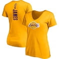 thumbnail image 1 of Women's Fanatics LeBron James Gold Los Angeles Lakers Logo Playmaker Name & Number V-Neck T-Shirt, 1 of 3