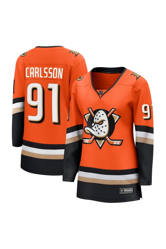 Women's Fanatics Leo Carlsson Orange Anaheim Ducks Home Breakaway Jersey