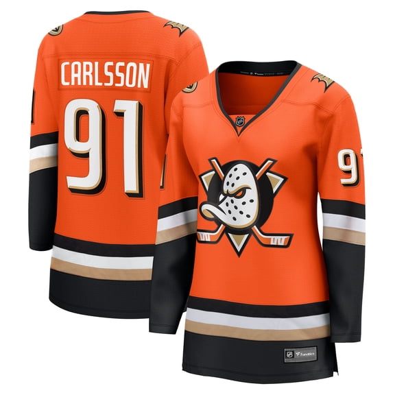 Women's Fanatics Leo Carlsson Orange Anaheim Ducks Home Breakaway Jersey