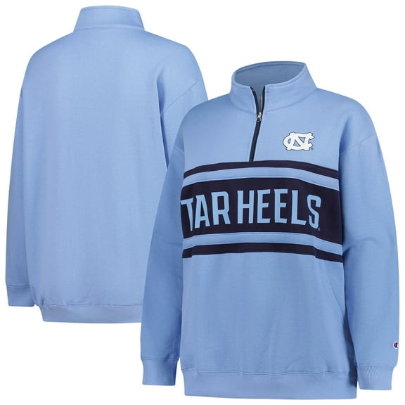 Women's Fanatics Light Blue/Navy North Carolina Tar Heels Plus Size Quarter-Zip Pullover