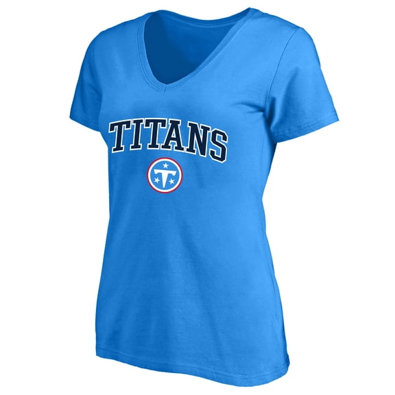 Women's Fanatics Light Blue Tennessee Titans Plus Size Arch Over Logo V-Neck T-Shirt