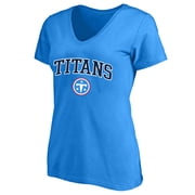 Womens Fanatics Light Blue Tennessee Titans Plus Size Arch Over Logo V-Neck T-Shirt