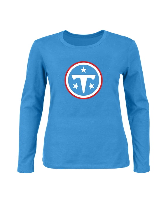 Women's Fanatics Light Blue Tennessee Titans Plus Size Primary Logo Long Sleeve T-Shirt