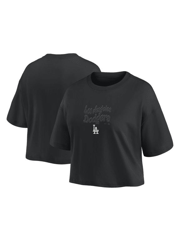 Women's Fanatics Los Angeles Dodgers Blackout Wave Cropped Top