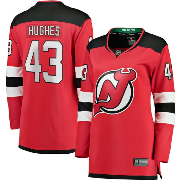 Women's Fanatics Luke Hughes Red New Jersey Devils Home Breakaway Player Jersey