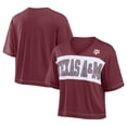 thumbnail image 1 of Women's Fanatics Maroon Texas A&M Aggies Home Team Bold Fashion Modest V-Neck Cropped T-Shirt, 1 of 3